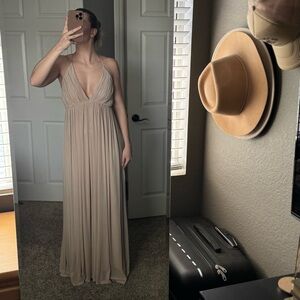 Elegant Tan Maxi Dress